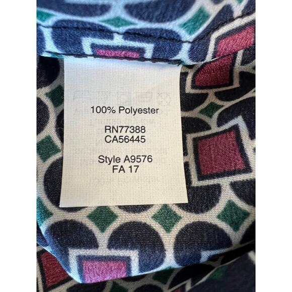 J Crew Dress Blue Collared Geometric Short Sleeve Short Casual Size 0 NEW - Picture 10 of 11